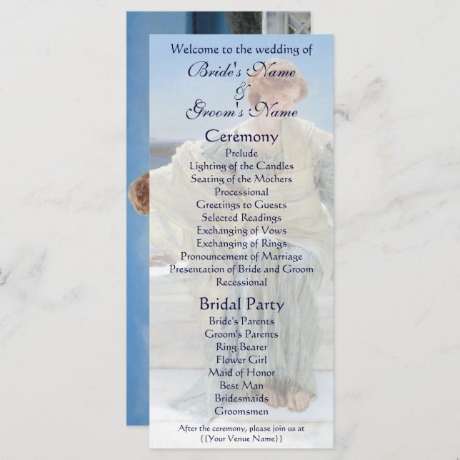 Fråga mig inte mer från Alma Tadema Bröllop Program (Fram/baksida)