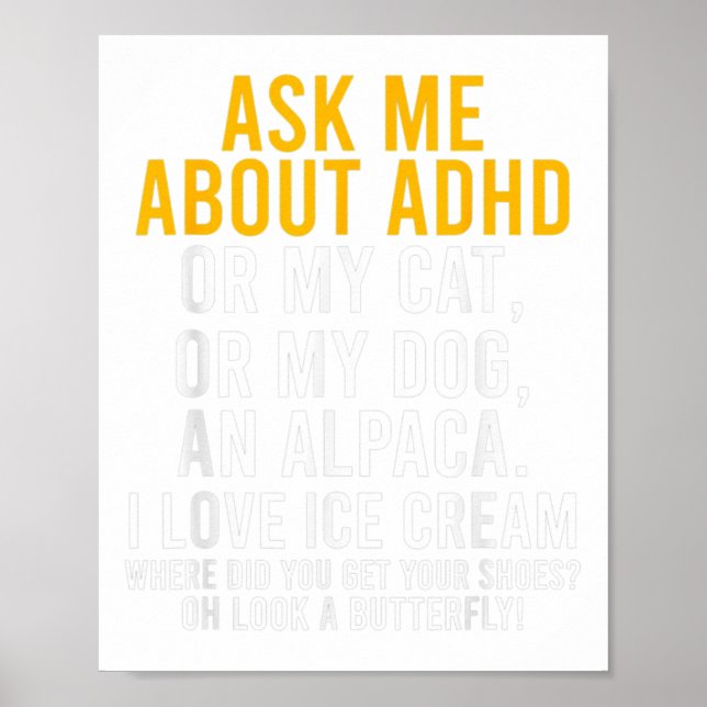 Fråga Mig Om Adhd Autism Psykisk Hälsa Medvetenhet Poster (Framsidan)