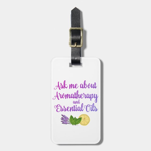 Fråga mig om akromaterapi Essential Oils Business Bagagebricka (Vertikal Framsida)