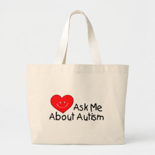 Fråga mig om Autism (hjärta) Jumbo Tygkasse