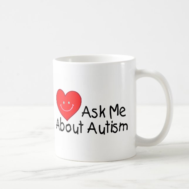 Fråga mig om Autism (hjärta) Kaffemugg (Höger)