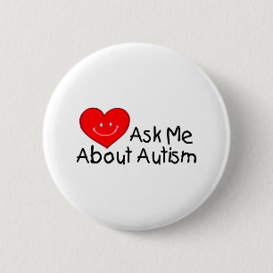 Fråga mig om Autism (hjärta) Knapp