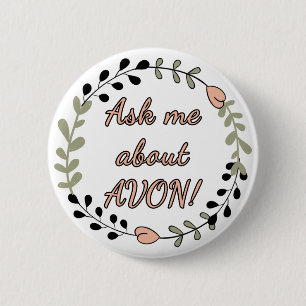 Fråga mig om AVON, blommigt Knapp
