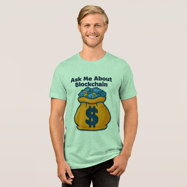 Fråga mig om blockkedja: Fetstildesign T Shirt (Framsida Full)