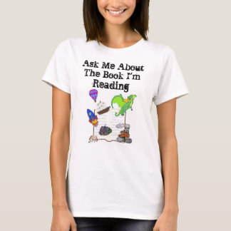 Fråga mig om boken mig förmiddagläsningtshirten tee