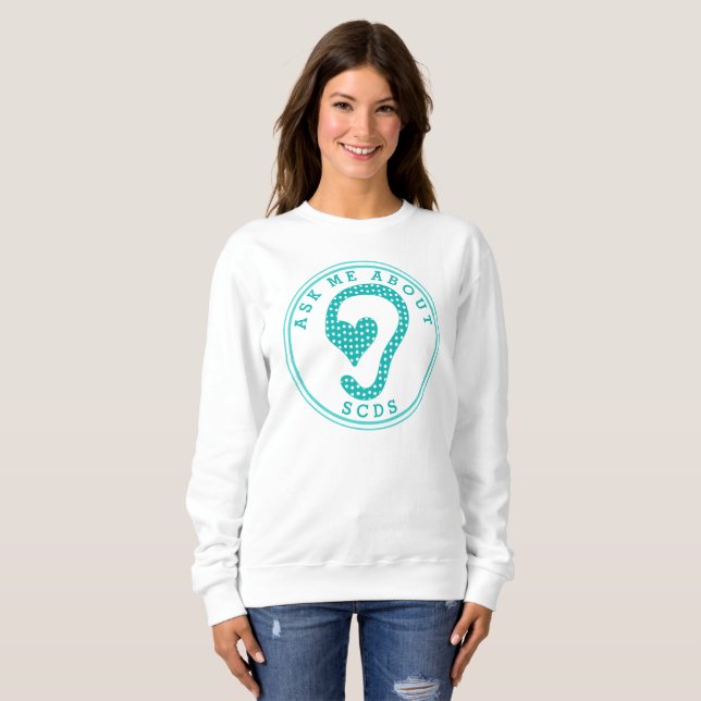 Fråga mig om CDS (Aqua) Långärmad Sweatshirt T Shirt (Hel framsida)