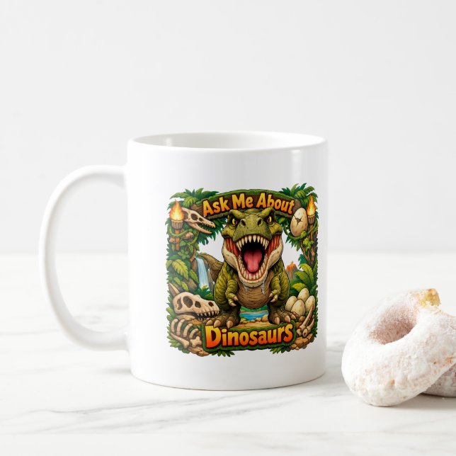 Fråga mig om dinosaurier – Varm choklad | Kaffemugg (Med munk)