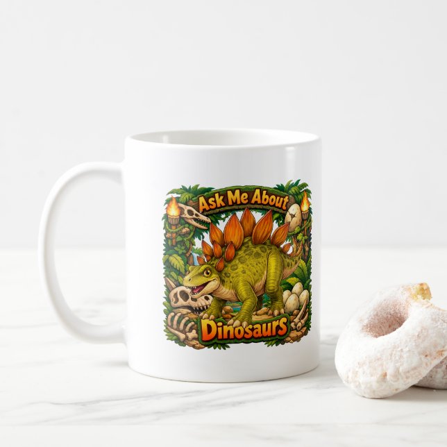 Fråga mig om dinosaurier | Varm choklad | Kaffemugg (Med munk)