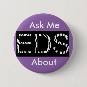 Fråga mig om EDS-knappen (Ehlers-Danlos-syndrom) Knapp