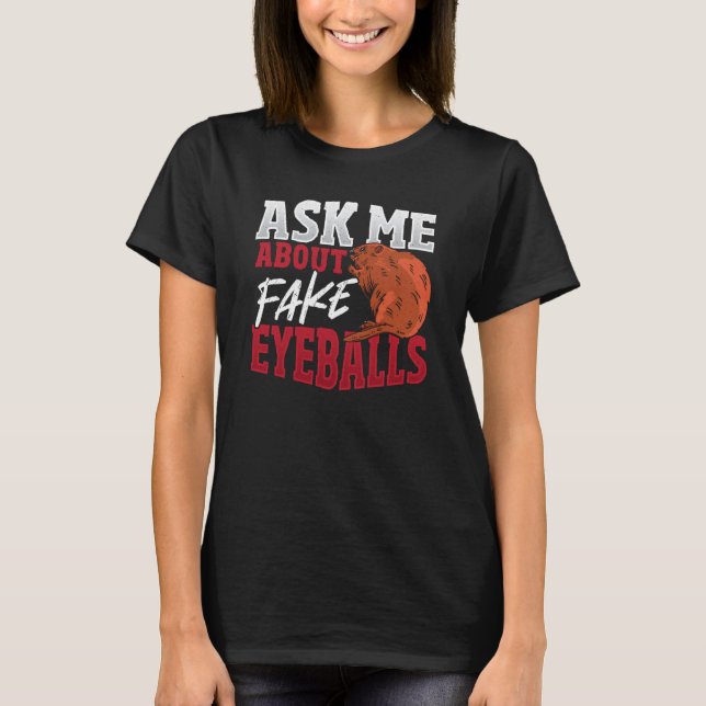 Fråga mig om Fake Eyebulltabbt T Shirt (Framsida)