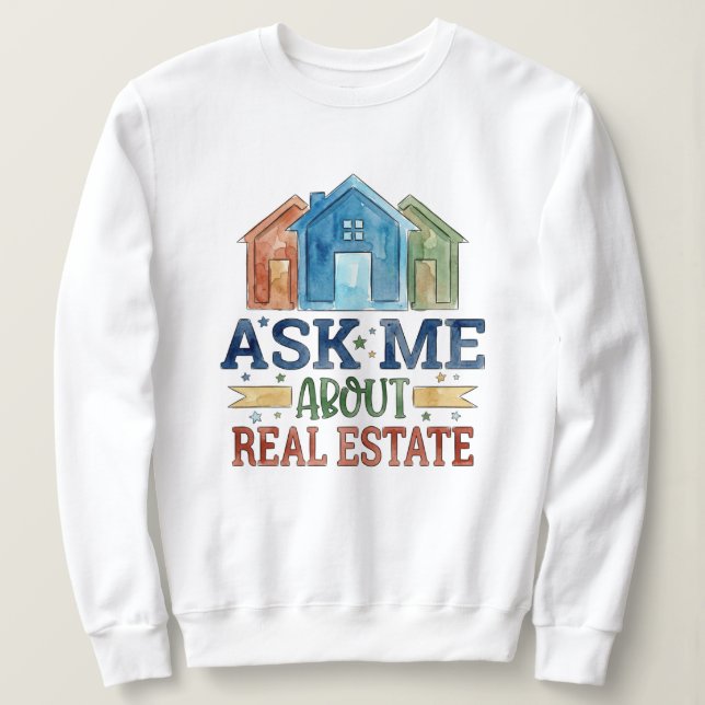 Fråga mig om fastigheter Akvarell Hus T Shirt (Design framsida)