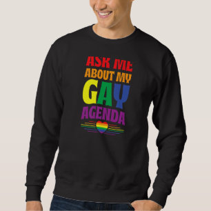 Fråga mig om Flagga för mitt Gay Agenda Cute Lgbtq Lång Ärmad Tröja