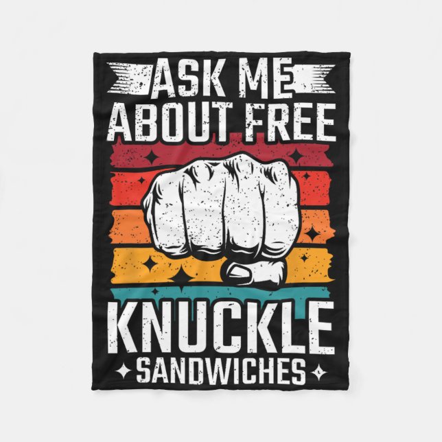 Fråga mig om gratis Knuckle Sandwiches Fleecefilt (Framsidan)