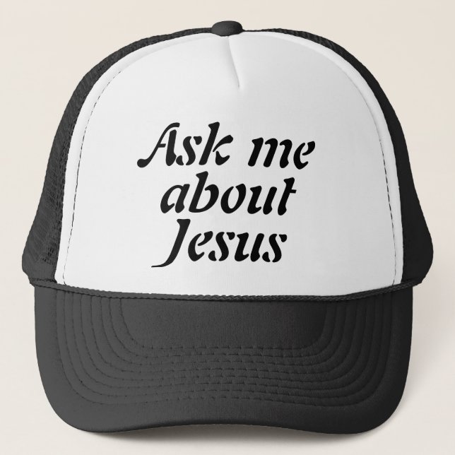 Fråga mig om Jesus baseball/lastbilsförarelocket Keps (Framsida)