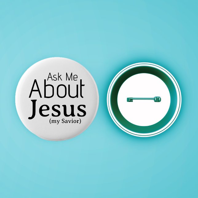 Fråga mig om Jesus Christian Knapp (Ministry Buttons: Ask Me About Jesus (my Savior))