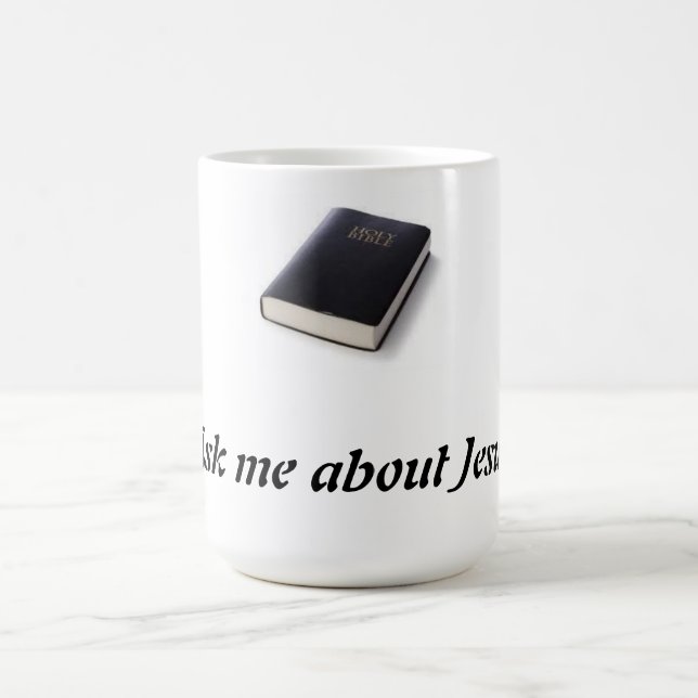 Fråga mig om Jesus med bibeln Kaffemugg (Center)