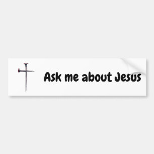 Fråga mig om Jesus stötfångare Bildekal