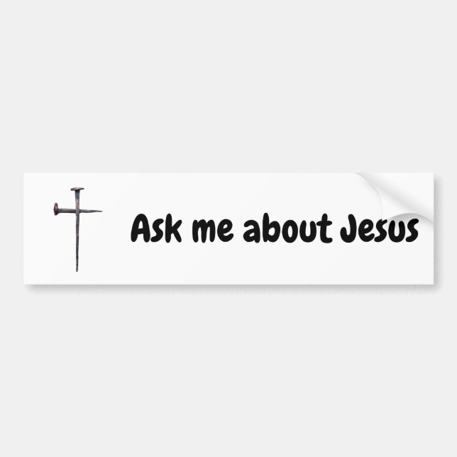 Fråga mig om Jesus stötfångare Bildekal (Framsidan)