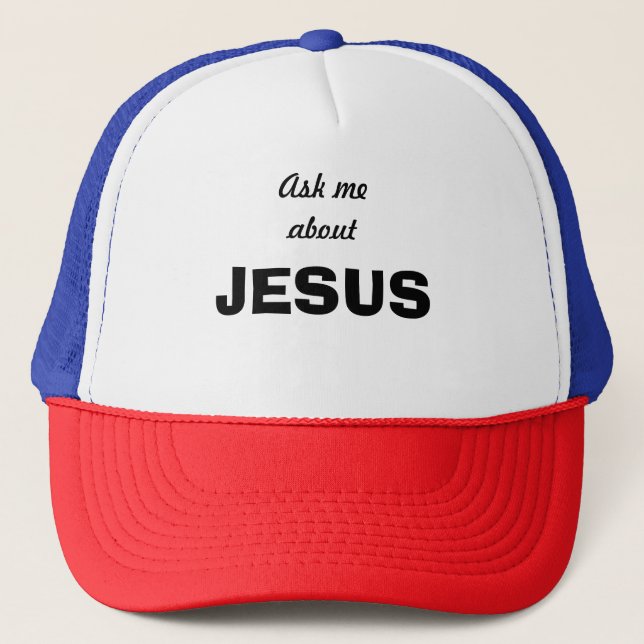 Fråga mig om Jesus T-Shirt Keps (Framsida)