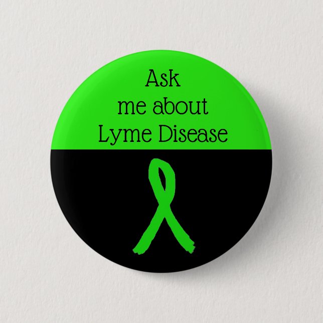 Fråga mig om Lyme-sjukdomen Ribbon Button Knapp (Framsida)