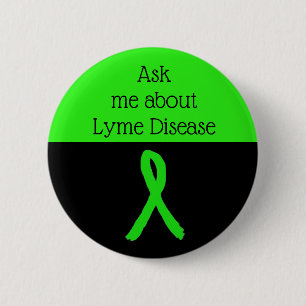 Fråga mig om Lyme-sjukdomen Ribbon Button Knapp
