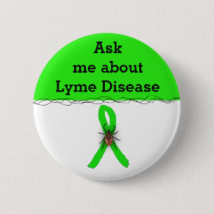 Fråga mig om Lyme-sjukdomen Ribbon Button Knapp