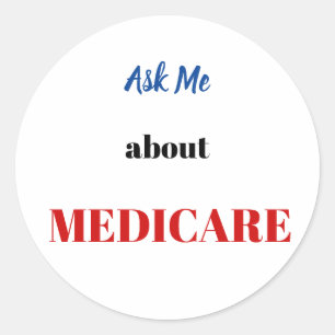 Fråga mig om Medicare klistermärkear Runt Klistermärke