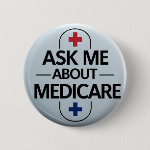 Fråga mig om Medicare Röd Vit Blå Knapp