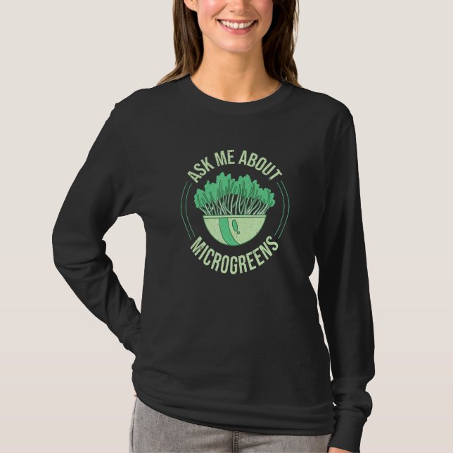 Fråga mig om mikrogreoner  för mikrogröna t shirt (Framsida)