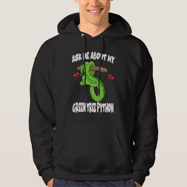Fråga mig om min gröna träpythonorm hoodie (Framsida)
