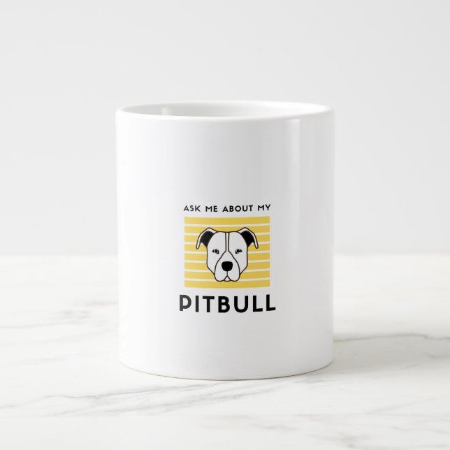 Fråga mig om min pitbull-hund jumbo mugg (Framsidan)