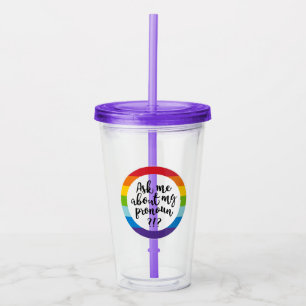 Fråga mig om min Pronoun? Take Away Mugg