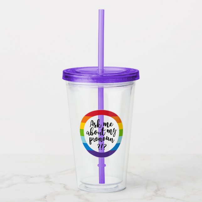 Fråga mig om min Pronoun? Take Away Mugg (Framsida)