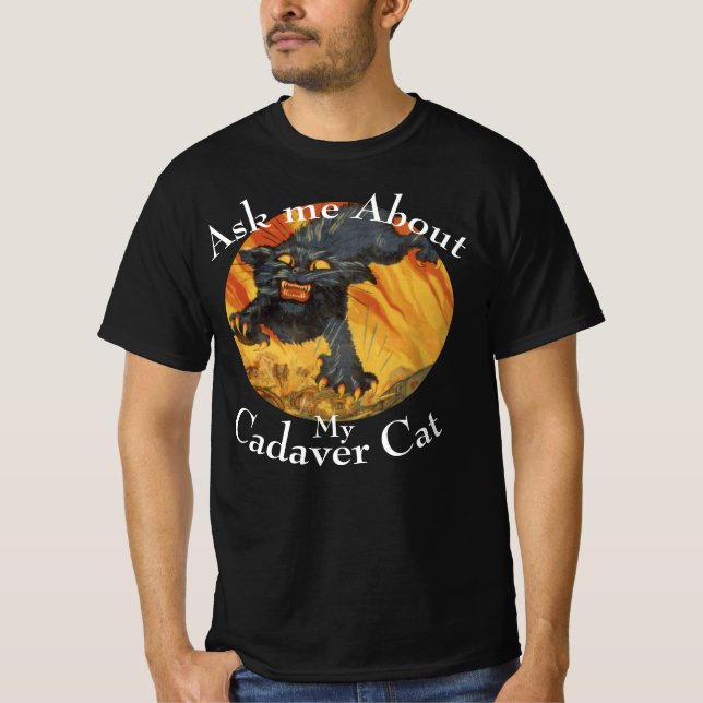 Fråga mig om min T-shirt för Kadaverkattfest 2049 (Framsida)