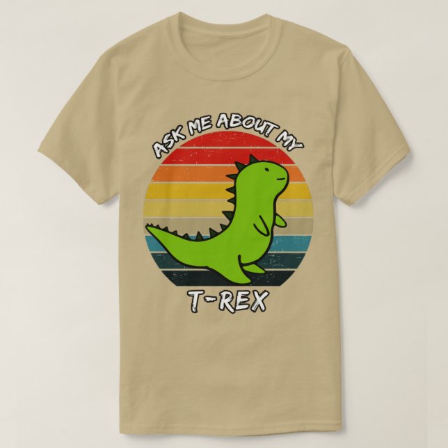 Fråga mig om min Trex Retro Sunset T Shirt (Design framsida)
