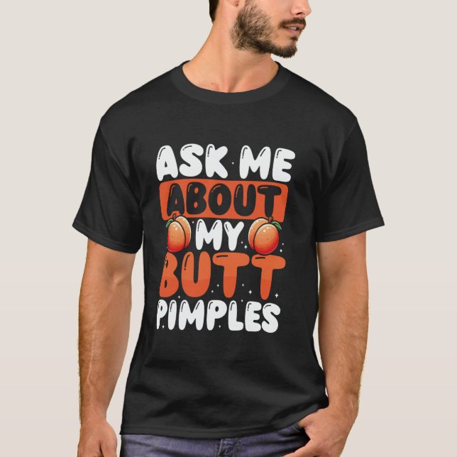 Fråga mig om mina finnar på baken t shirt (Framsida)