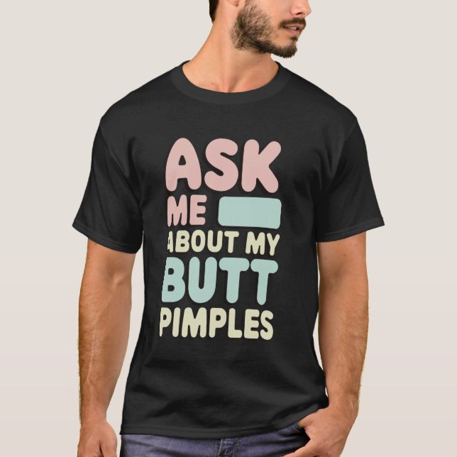 Fråga mig om mina knapppar t shirt (Framsida)