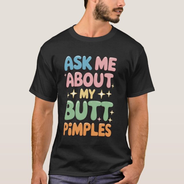 Fråga mig om mina knapppar t shirt (Framsida)