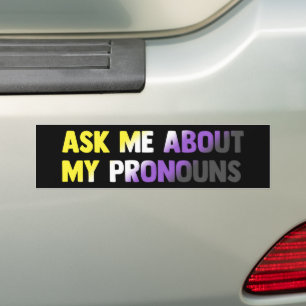 Fråga mig om mina pronounars HGBTQ Nonbinary Bildekal