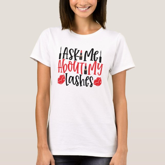 Fråga mig om mina snedstreck t shirt (Framsida)