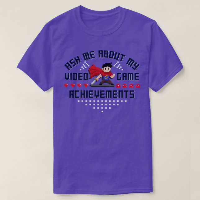 Fråga mig om mina videospelsresultat t shirt (Design framsida)