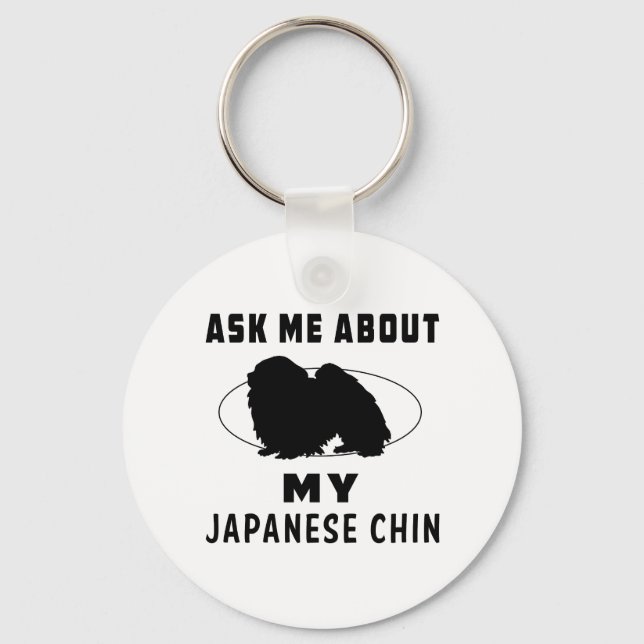 Fråga mig om mitt japanska chin nyckelring (Framsida)