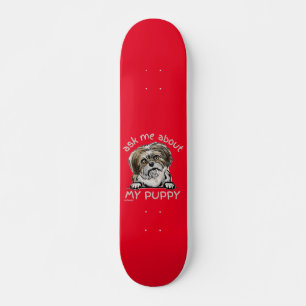 FRÅGA MIG OM MY PUPPY-gåva, gullig hund älskare-gå Mini Skateboard Bräda 18,5 Cm