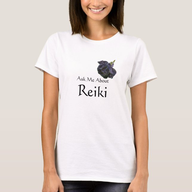 Fråga mig om Reiki Lila Ro Tee Shirt (Framsida)