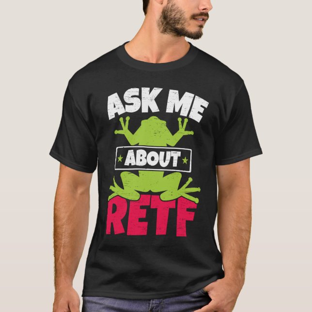 Fråga Mig Om RETF Rödögd Trädgroda Padda Amfibie T Shirt (Framsida)