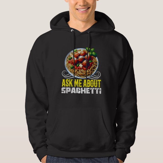 Fråga mig om spaghetti hoodie (Framsida)