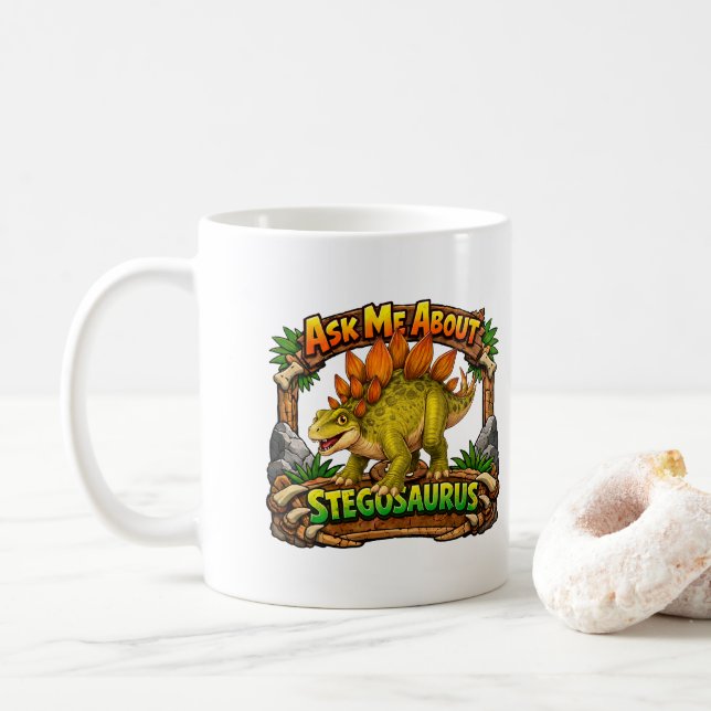 Fråga mig om Stegosaurus | Varm choklad | Kaffemugg (Med munk)