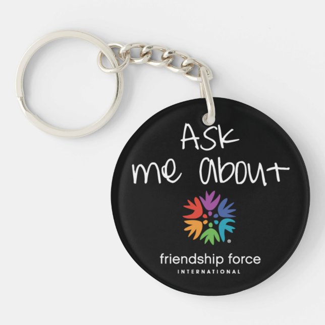 Fråga mig om vänskapstyrka Keychain (Framsidan)