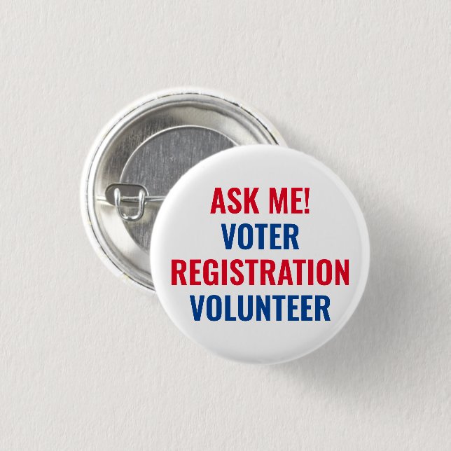 Fråga mig rött vitt blått om frivillig registrerin knapp (Framsida & baksida)