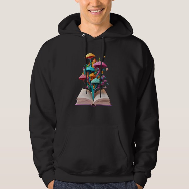 Fråga mig vad jag läser bok mask? hoodie (Framsida)